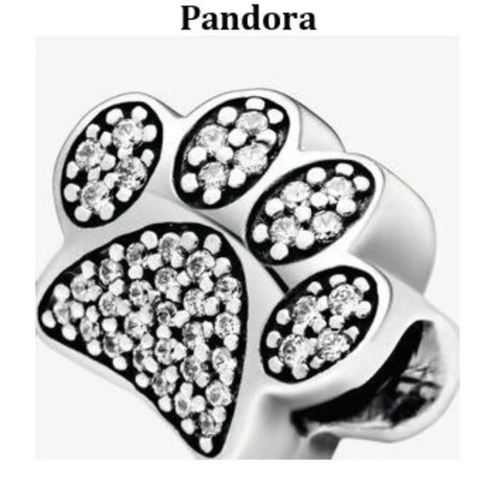 Pandora Dog Paw Print Charm with Clear